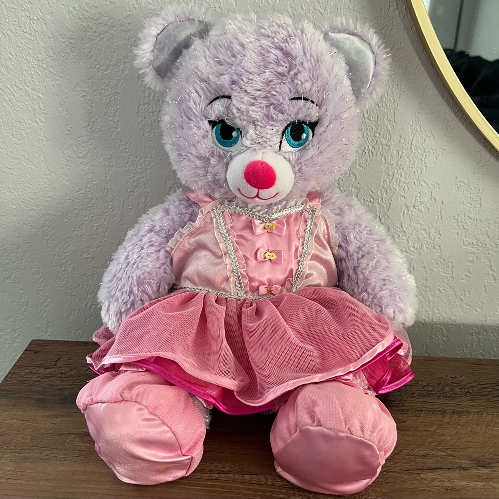 Build a Bear Purple Sparkly With Pink Ballerina Dress